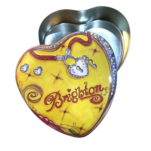 Brighton Heart Shaped Tin Jewelry Keepsake Gift Box Collectible Metal Container - Picture 2 of 6
